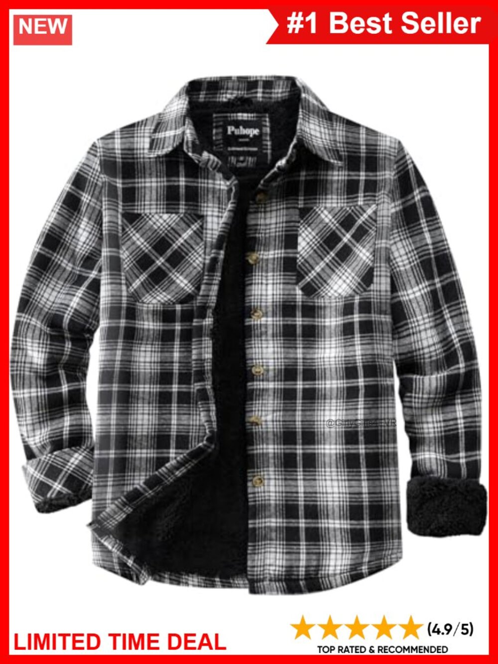 Sherpa Lined Plaid Flannel Shacket Button Down Shirt Jacket